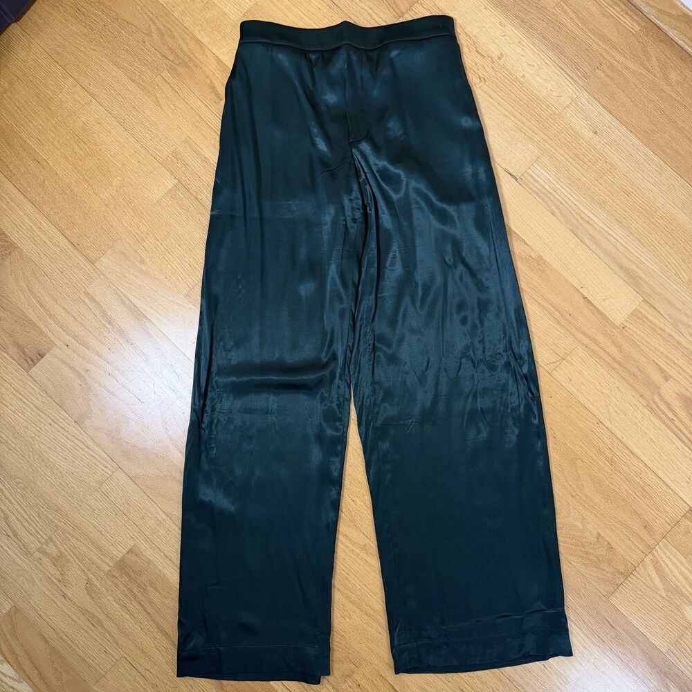 Madewell Pull-On Straight Pants in Stretch Satin Luxury Forest Green S GUC Relax